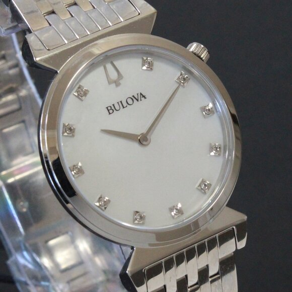 Bulova Ladies Regatta Quartz Watch MOP Dial 11 Diamond Indicese Classic 2 Hander - Picture 8 of 13